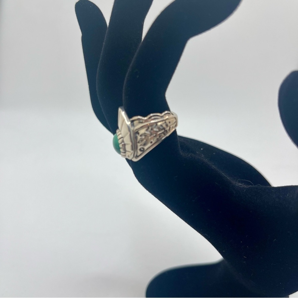 Vintage Sterling Silver Green onyx Statement Ring SZ 5 Southwestern - Picture 10 of 13